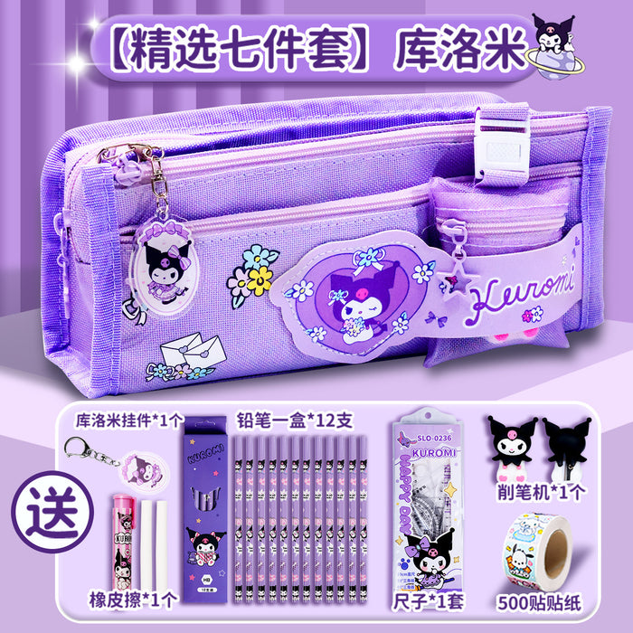Wholesale Canvas Pencil Case for Girls Large Capacity Double Layer Casual School Gift