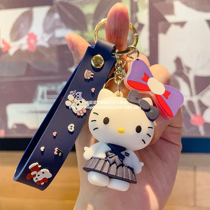 Wholesale  cat buckle cartoon Key Chain  PVC doll cat bag pendant car ring