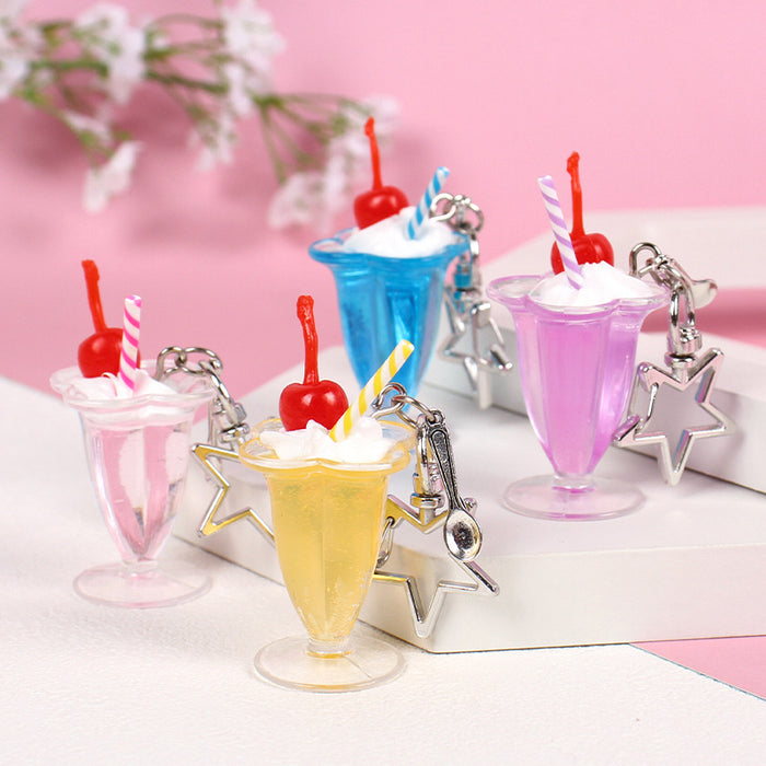 Cream Glue Dessert Cup Beverage Cup Keychain Simulation Ice Cream Drink Food Pendant