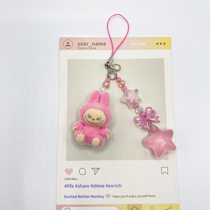 Wholesale Flocked Mini Keychain Vinyl Cute Baby Walking Bag Mobile Phone Pendant Cute Pendant