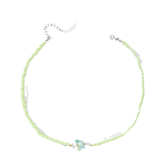 Wholesale Jewelry fashion resin bead handmade necklace sweater chain versatile butterfly collarbone chain pendant