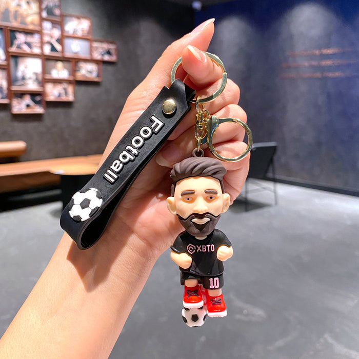 Wholesale Metal Soccer Star Cartoon Keychain Decorative Car Key Accessory MOQ≥2