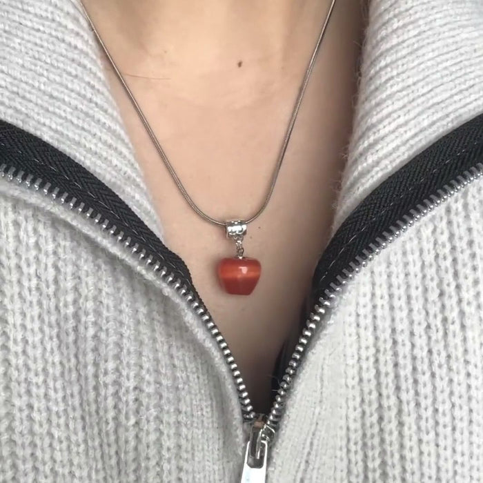 Wholesale Girly Heart Red Apple Design Necklace