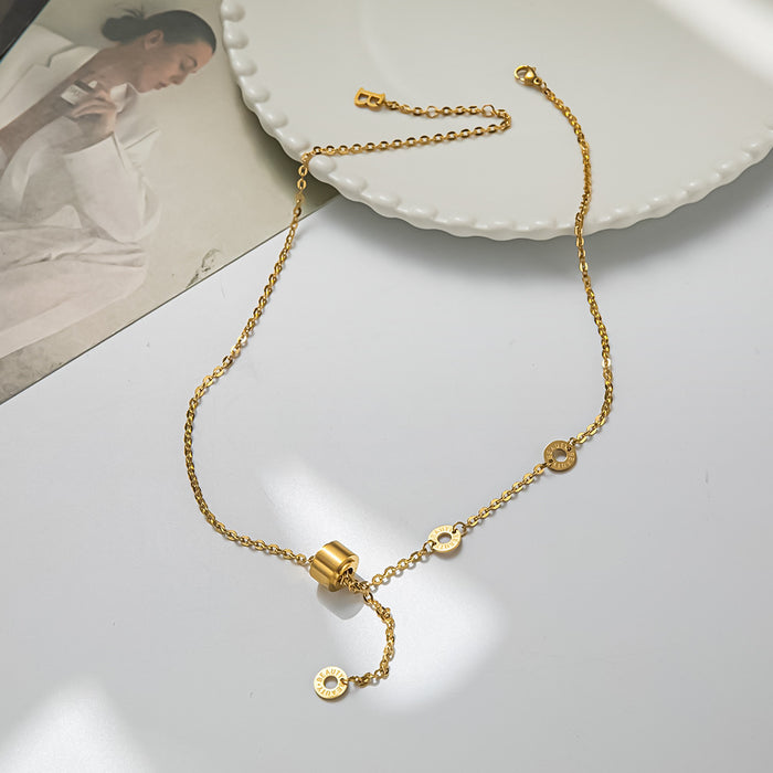 Wholesale 2pcs Titanium Steel 18k Gold Necklace JDC-NE-XinLong012