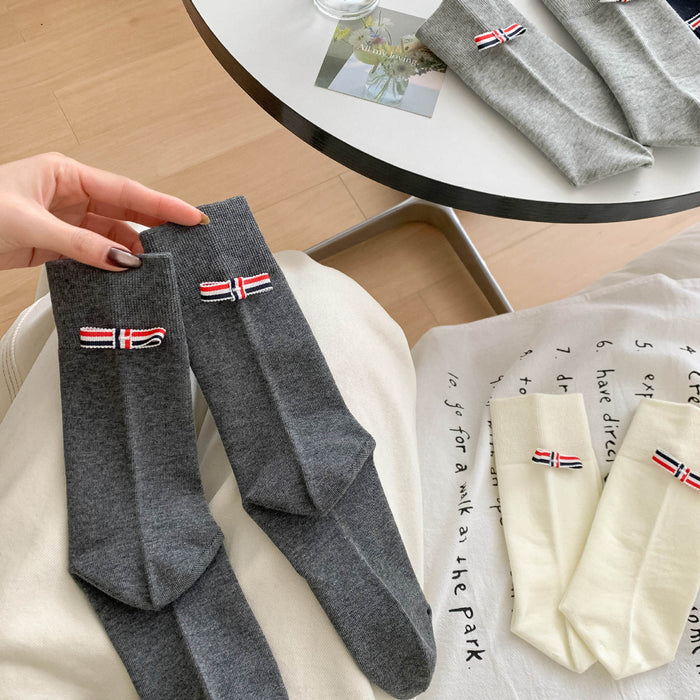 Wholesale Bow tie double needle mid tube socks versatile socks versatile mid tube socks