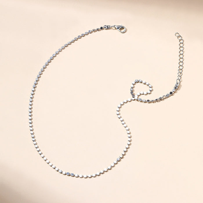 Wholesale Retro jewelry, simple geometric bead necklace, silver necklace