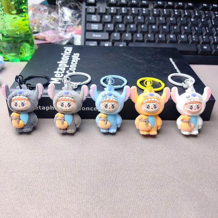 Wholesale Cute Flocking Cloth Bear Series Keychain Small Pendant Couple School Bag Pendant Accessories Creative Small Gifts