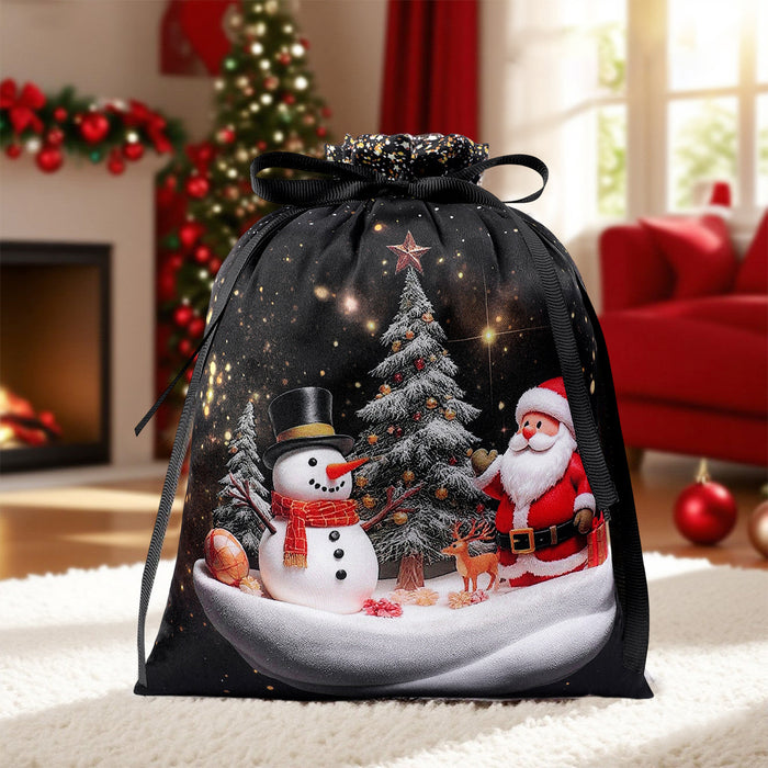 Wholesale Christmas Candy Custom Bag  Satin Double Drawstring Storage Bag Drawstring Christmas Gift Bag Gift Bag