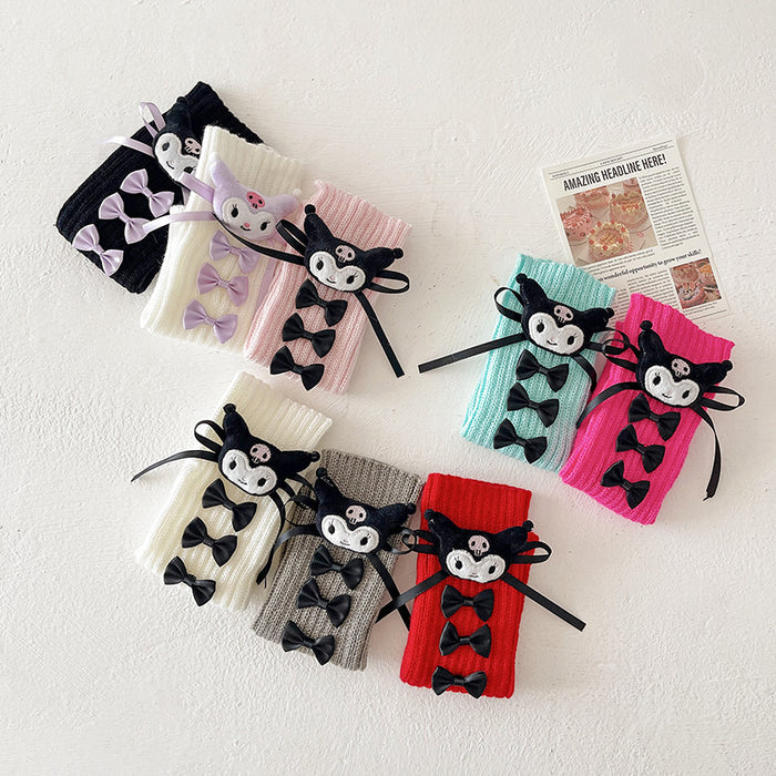 Wholesale Bowknot leg warmers stacked socks autumn doll knitted calf warmers for women