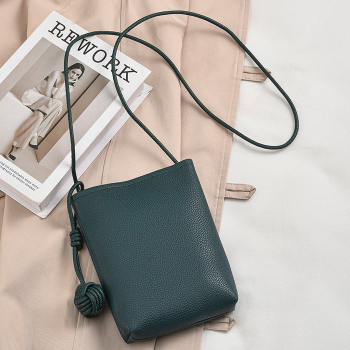 Wholesale PU Round Phone Bag Crossbody with Chinese Knot Design Retro Style Trendy