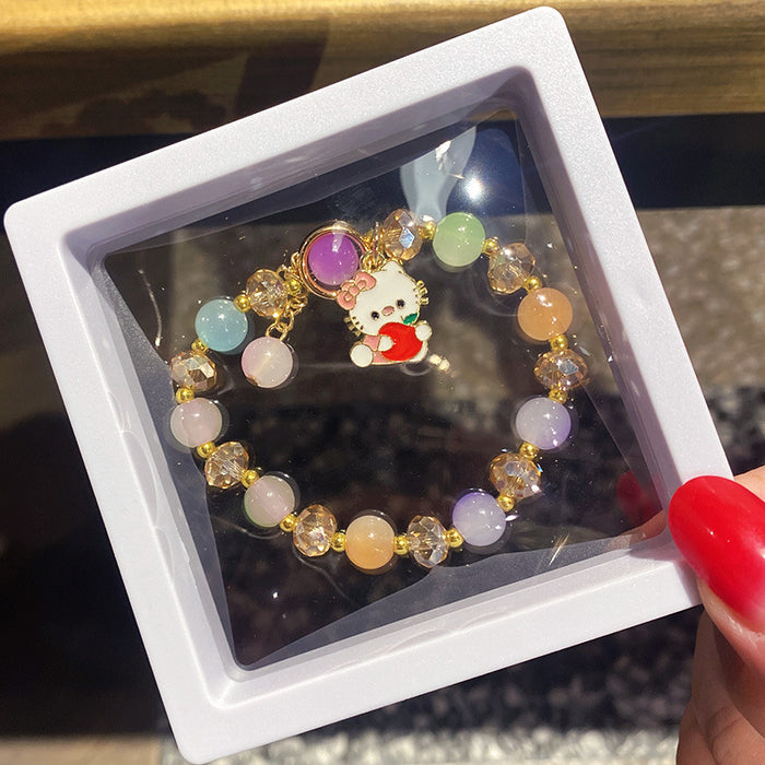 Wholesale Children' s Crystal Beaded Double Color Glaze Bracelet