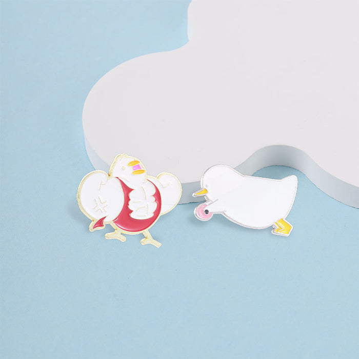 Wholesale Zinc Alloy Enamel Funny Duck Brooch Pin Cartoon Animal Badge Cute Fashion Accessory