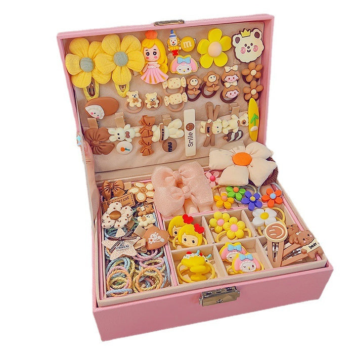 Wholesale Children' s New Headwear Girl Birthday Gift Jewelry Box Princess Girl Hair Accessories Set Gift Box Baby Hair Clip