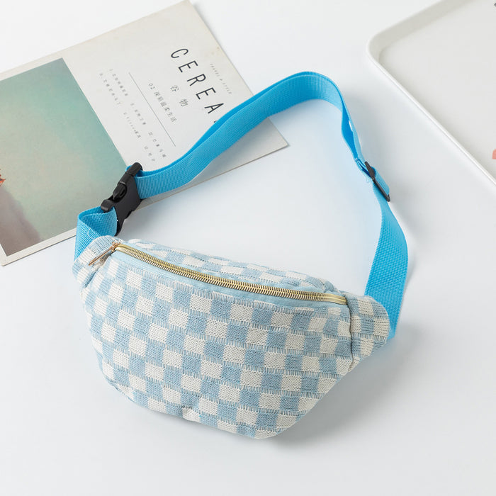Wholesale Plaid Adjustable Storage Waist Bag,  Unisex Sports and Fitness Bag