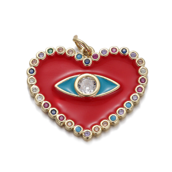 Wholesale Heart Shaped Evil Eye Earrings Necklace Diy Accessories JDC-PT-YJ007