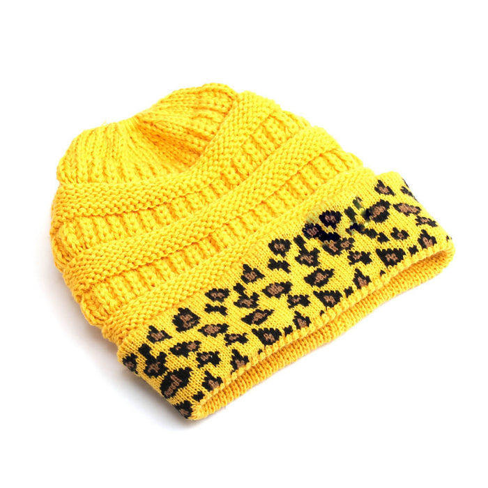 Wholesale Winter warm leopard print knitted hat