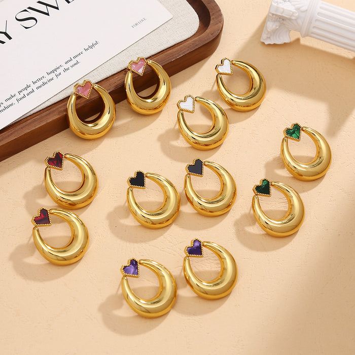 Wholesale Love Earrings Simple and Fashionable Gold Titanium Steel Earrings Trendy and Versatile Love Circle Earrings