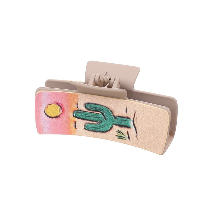 Wholesale Western Wind Cactus Sunflower Pattern Grab Clip Women Shark Clip Hairpin