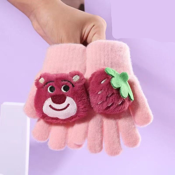Wholesale Cute plush fleece-lined and thickened gloves