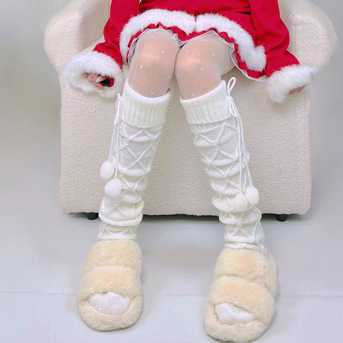 Wholesale Knitted socks, plush knee high socks, solid color pile socks