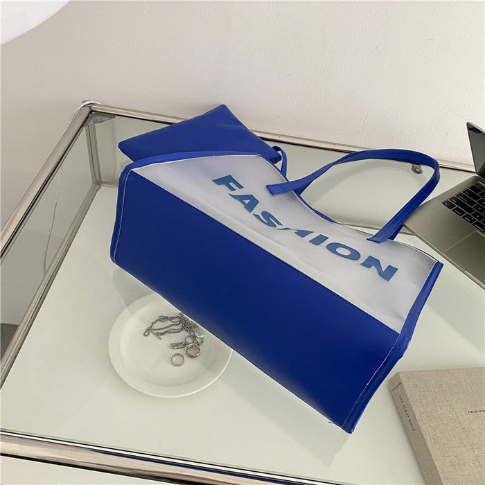 Wholesale Fashionable large capacity transparent single shoulder tote bag handbag