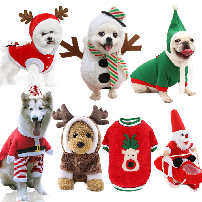 Wholesale Dogs Christmas Pet Supplies Clothes  Cotton Coat Autumn and Winter Elk Cat and Dog Clothes