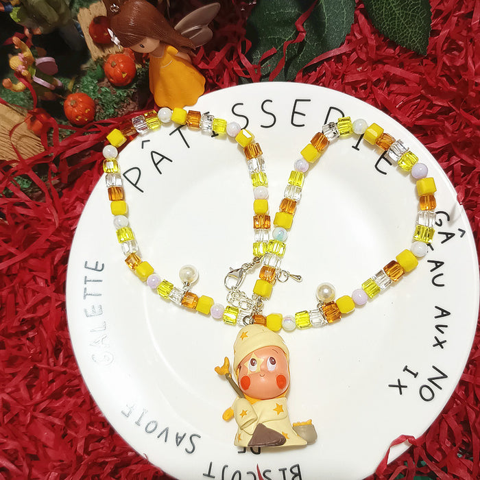 Wholesale Crystal beaded gift from the stars star bread cute short necklace for women