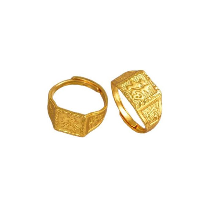 Wholesale sand gold ring rich fortune open ring fashion adjustable ring