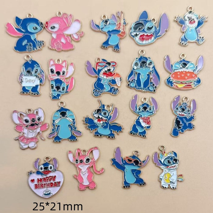 Wholesale 10pcs Cartoon Couple DIY Jewelry Accessories Alloy Enamel Pendant Keychain Earrings
