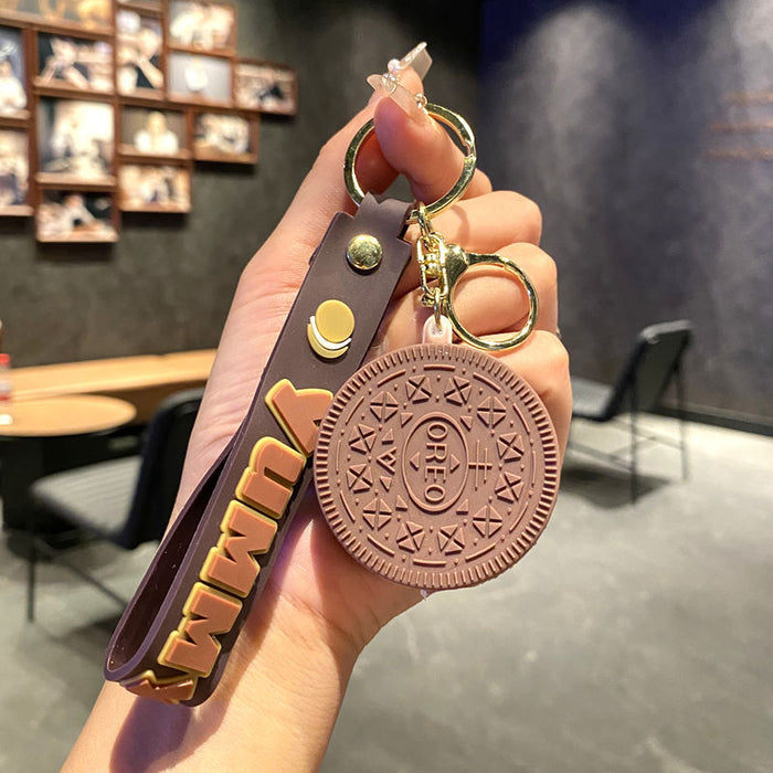 Wholesale Biscuit keychain school bag pendant cute creative couple bag pendant