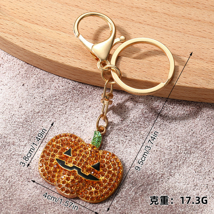 Wholesale Vintage Pumpkin Full Rhinestone Keychain Zinc Alloy Car Key Accessory
