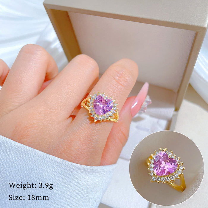 Wholesale Real Gold Love Pink Wedding Ring Adjustable JDC-RS-LG007