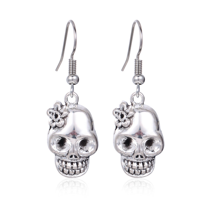 Wholesale 3pcs Halloween Series Skull Pumpkin Zinc Alloy Diamond Earrings JDC-ES-BinL010