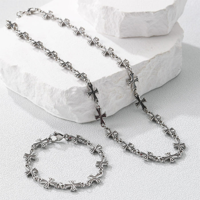 Wholesale Cross Flower Titanium Steel Necklace JDC-NE-CAJB003