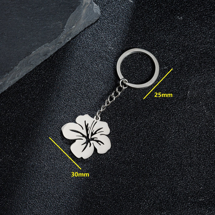 Wholesale Stainless Steel Simple Flower Pendant Keychain JDC-KC-JiS001