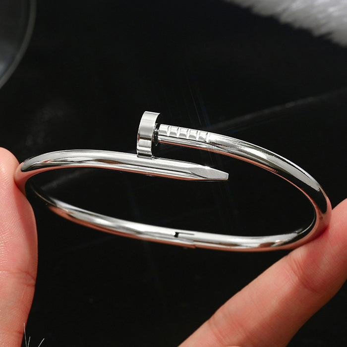 Wholesale Titanium Steel Rhinestone Clover Bangle Bracelet Set Gold And Silver Fashion Jewelry