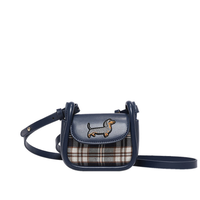Wholesale Children's bag new plaid mini saddle bag, cute little dog mini crossbody bag