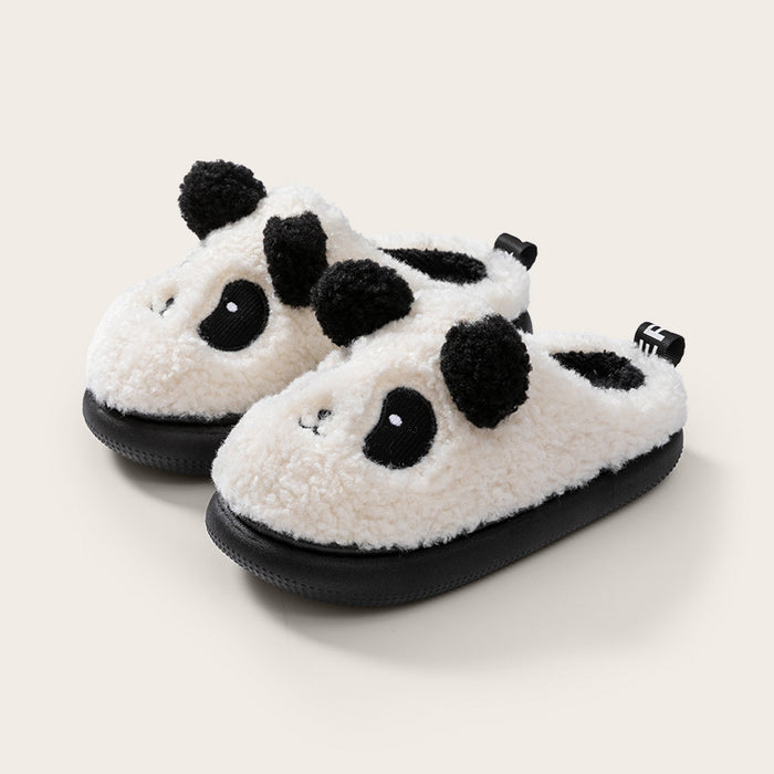 Wholesale Children' s cotton slippers winter boys and girls cartoon home indoor warm thick cotton shoes children' s medium fur slippers