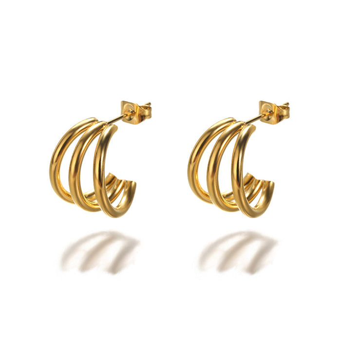 Wholesale Stainless Steel Fashion Simple Gold-plated Oil Drop Earrings