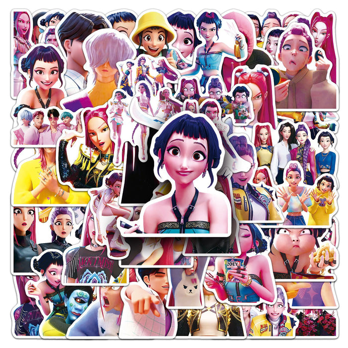 Wholesale 50pcs KPOP Animation Movie Waterproof Decorative Stickers