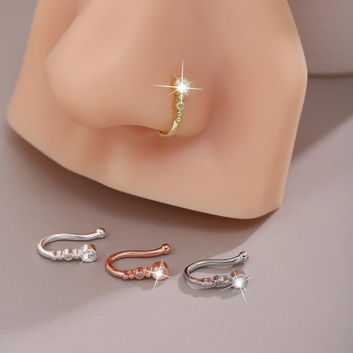 Wholesale personality U-shaped nose clip simple fashion temperament geometric round diamond