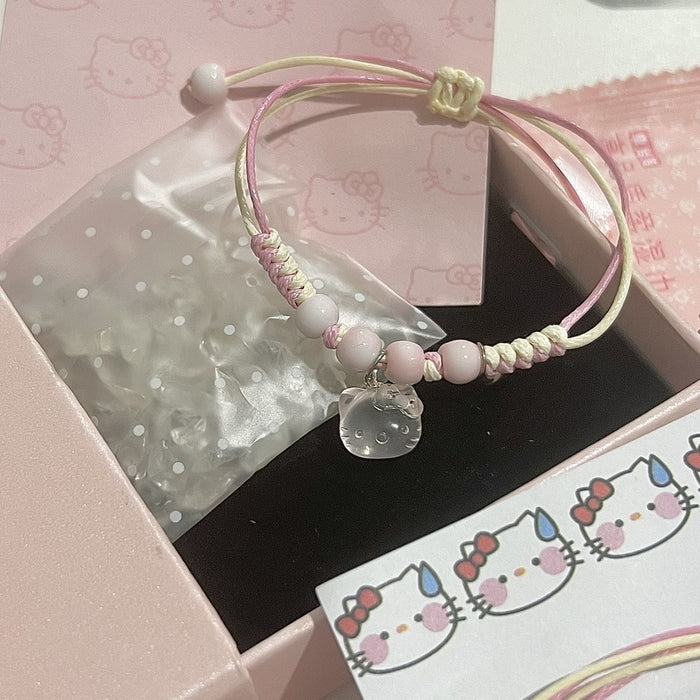 Wholesale Hand woven pink string bracelet, niche and cute