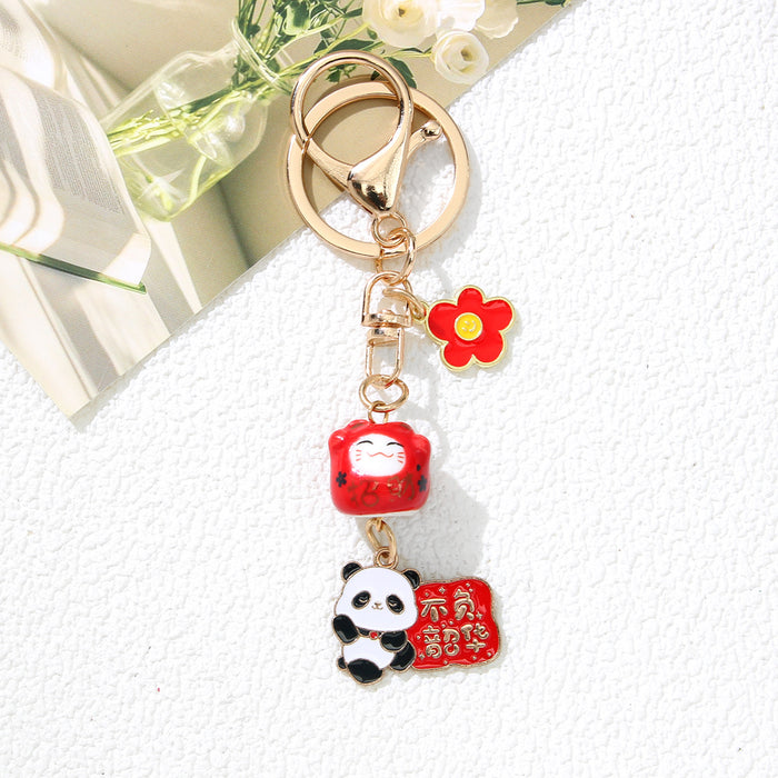 Wholesale Exam Success Lucky Cat Panda Keychain Zinc Alloy Cute Pendant Gift Student Schoolbag Accessory Boutique Resale