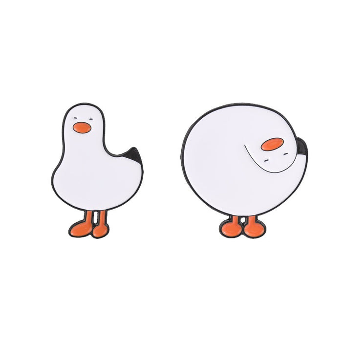 Wholesale Trendy Cartoon White Goose Brooch Pin Cute Zinc Alloy Enamel Badge Everyday Fashion Accessory