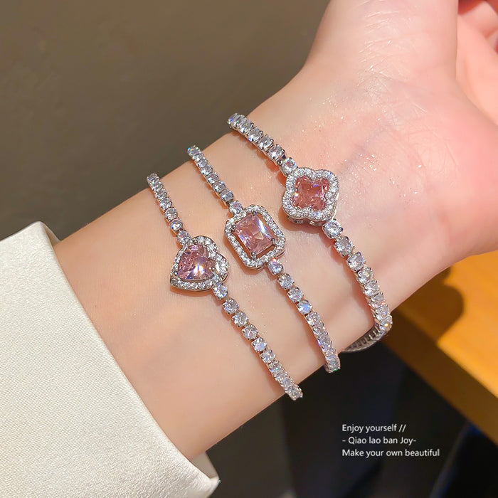 Wholesale Flower Heart Zircon Bracelet Trendy Modern Women Jewelry Accessory