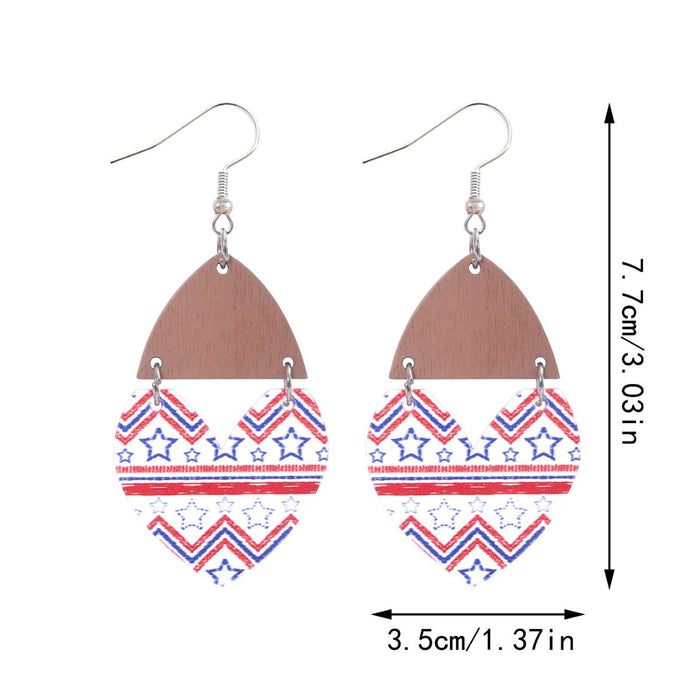 Wholesale Independence Day Star Earrings Striped Love Acrylic Spliced Earrings JDC-ES-TianPi034