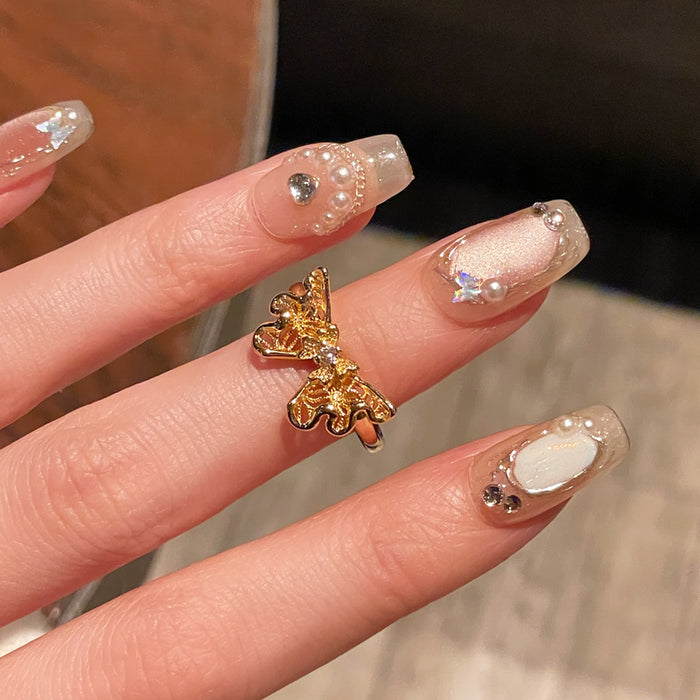 Wholesale Vintage zircon inlaid exquisite open ring, niche butterfly high-end and personalized accessory