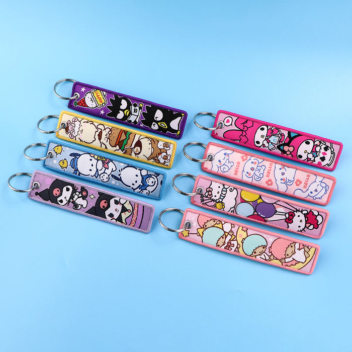 Wholesale Cartoon Cute Woven Label Lanyard Keychain JDC-KC-KKX010