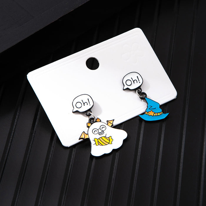 Wholesale  series alloy oil drop asymmetrical earrings cartoon anime funny ghost pumpkin earrings
