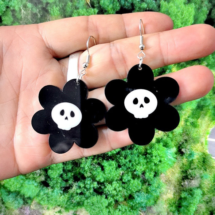 Wholesale Halloween Skull Flower Acrylic Earrings JDC-ES-XuePa006